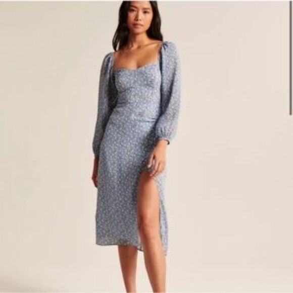 Abercrombie & Fitch Blue Floral Printed Dress XSP - Picture 1 of 6